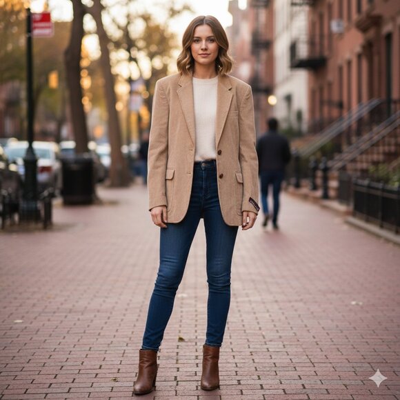 Jordache Jackets & Blazers - Vintage Jordache Tan Corduroy Blazer Jacket Size M Beige NWT Style